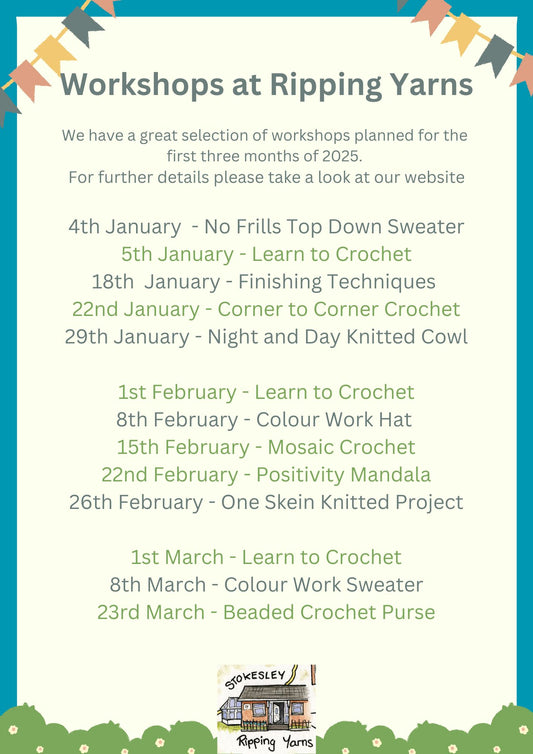 Knitting and Crochet workshops at Ripping Yarns Stokesley