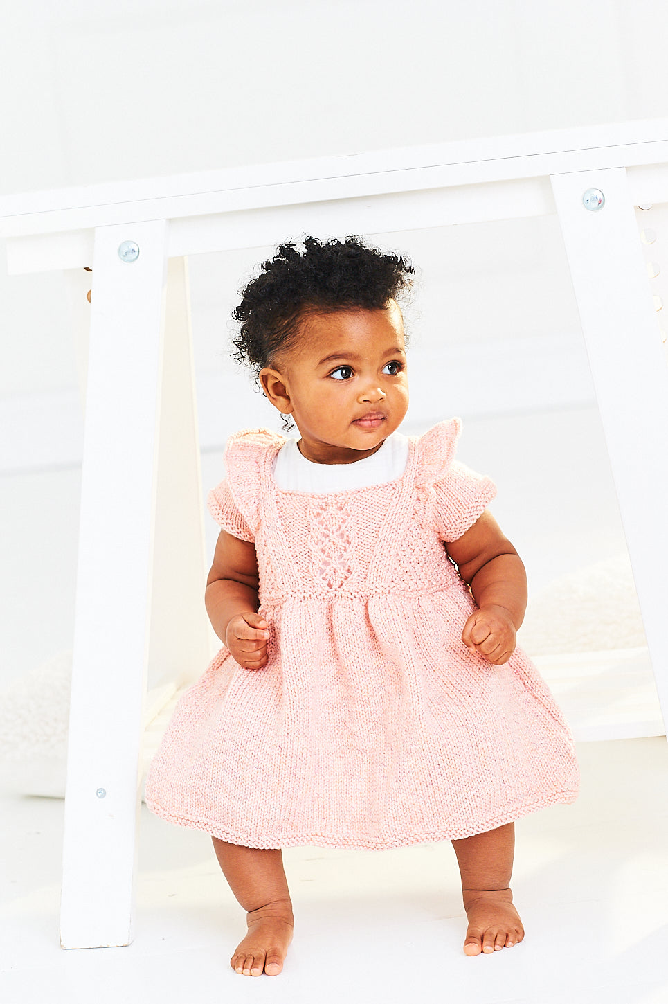 Stylecraft Baby Sparkles DK Knitting Pattern Short Sleeve Dress
