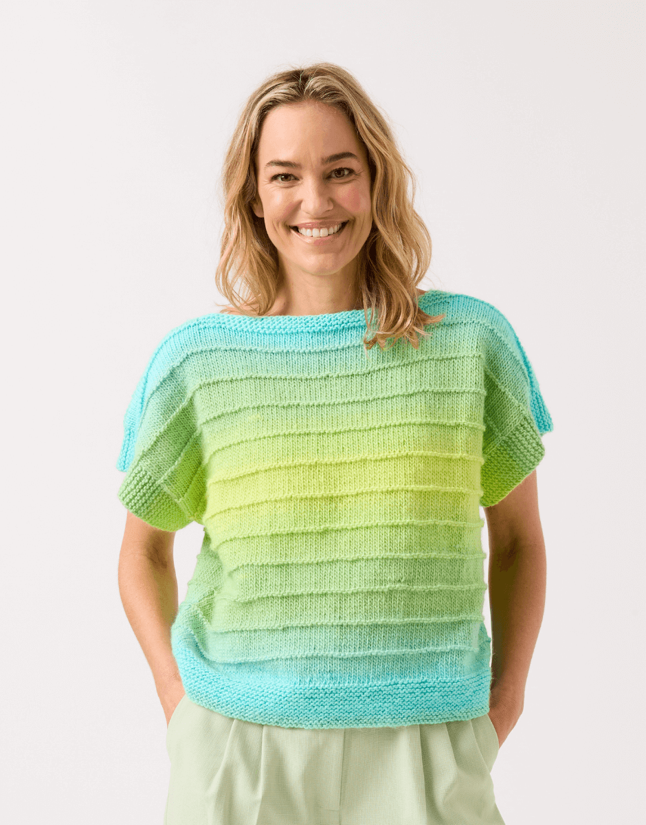 To A Tee Knitted Top - Sirdar Ombre Aran Pattern 10843