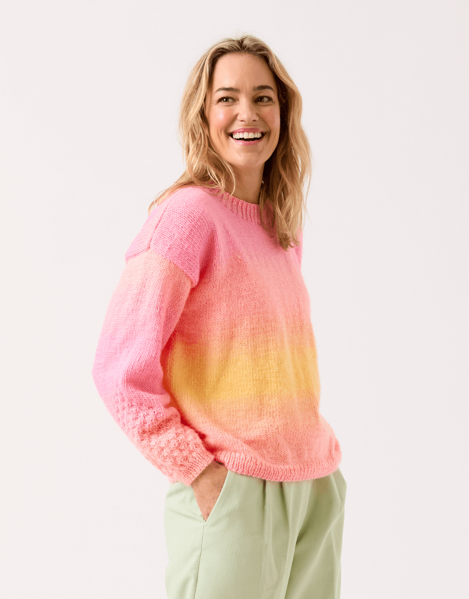 Sleeve Appeal Sweater - Sirdar Ombre Aran Pattern 10838