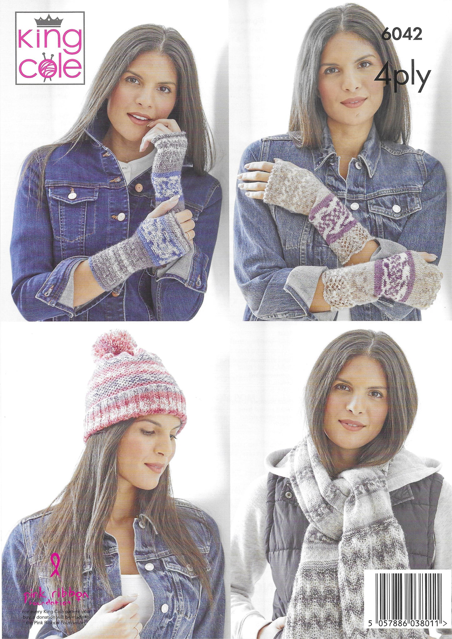 King Cole Pattern 6042 - Hat, Cowl, Scarf and Mitts
