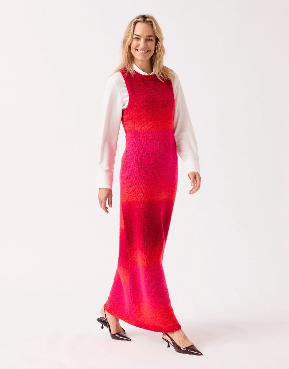 Sleek Sleeveless Maxi- Sirdar Ombre Aran Pattern 10846