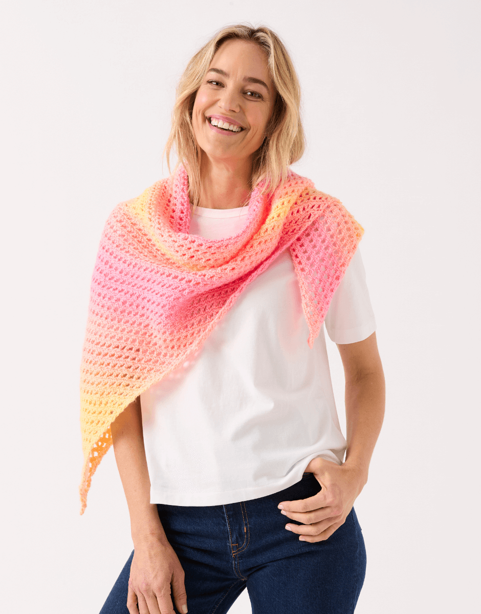 Crochet Shawl in One - Sirdar Ombre Aran Pattern 10849