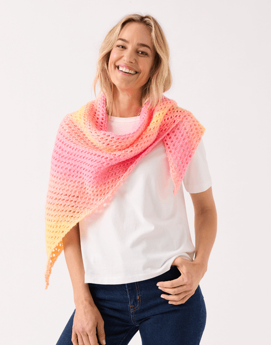 Crochet Shawl in One - Sirdar Ombre Aran Pattern 10849
