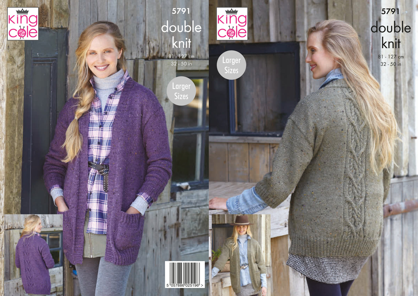 King Cole Homespun DK Pattern - Cardigans 5791