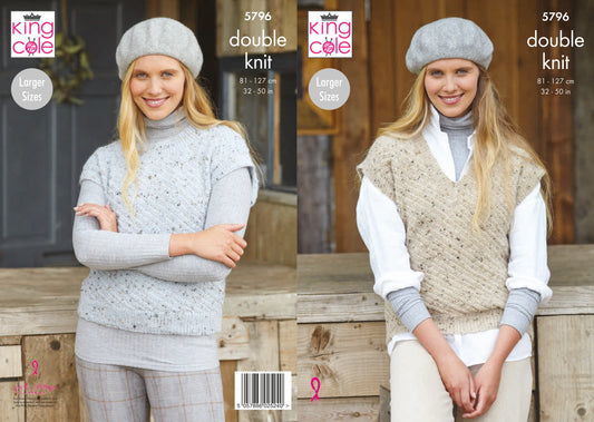 King Cole Homespun DK Pattern - Round and V-Neck Tanks 5796