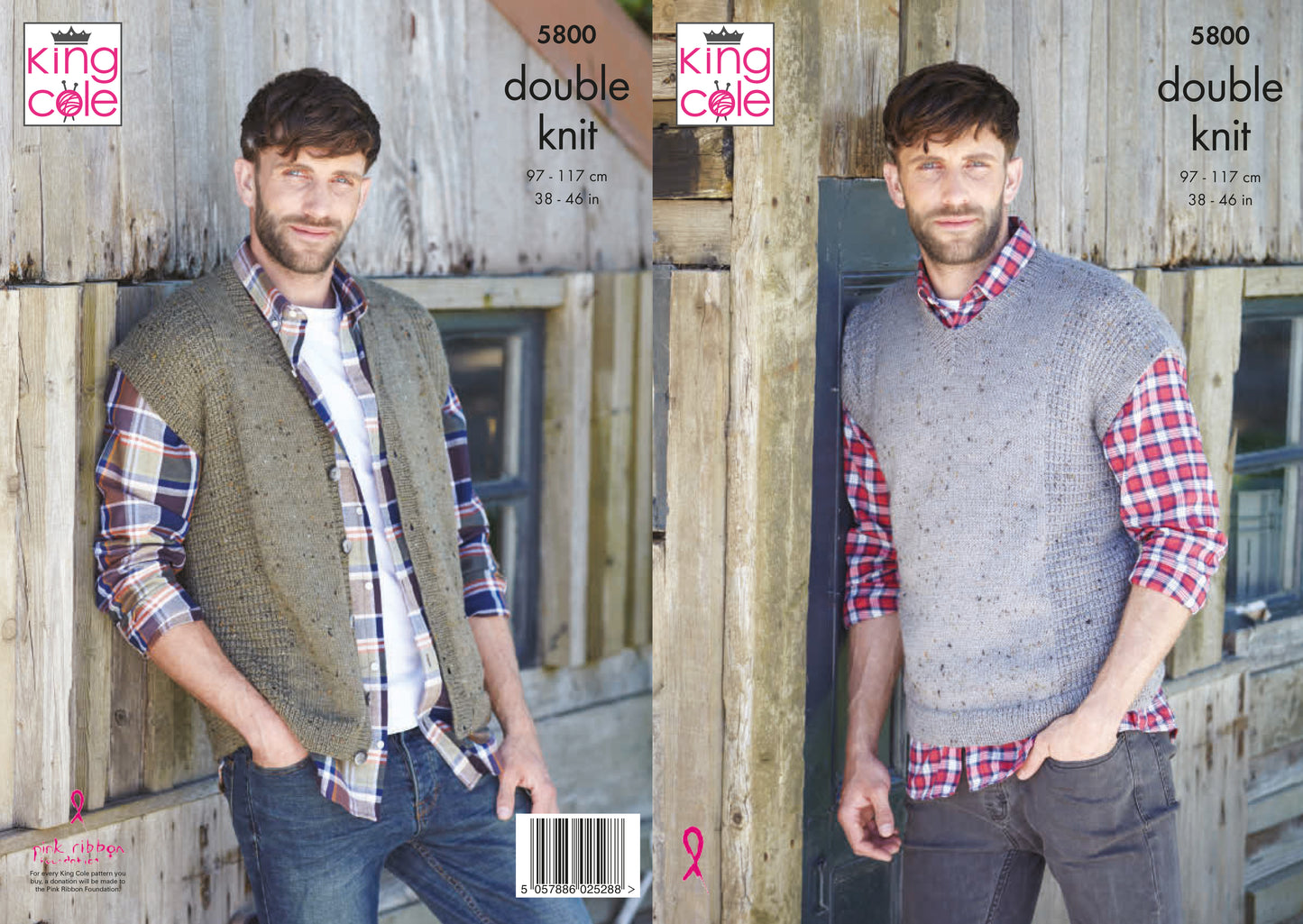 King Cole Homespun DK Pattern - Men's Waistcoat and Tank 5800