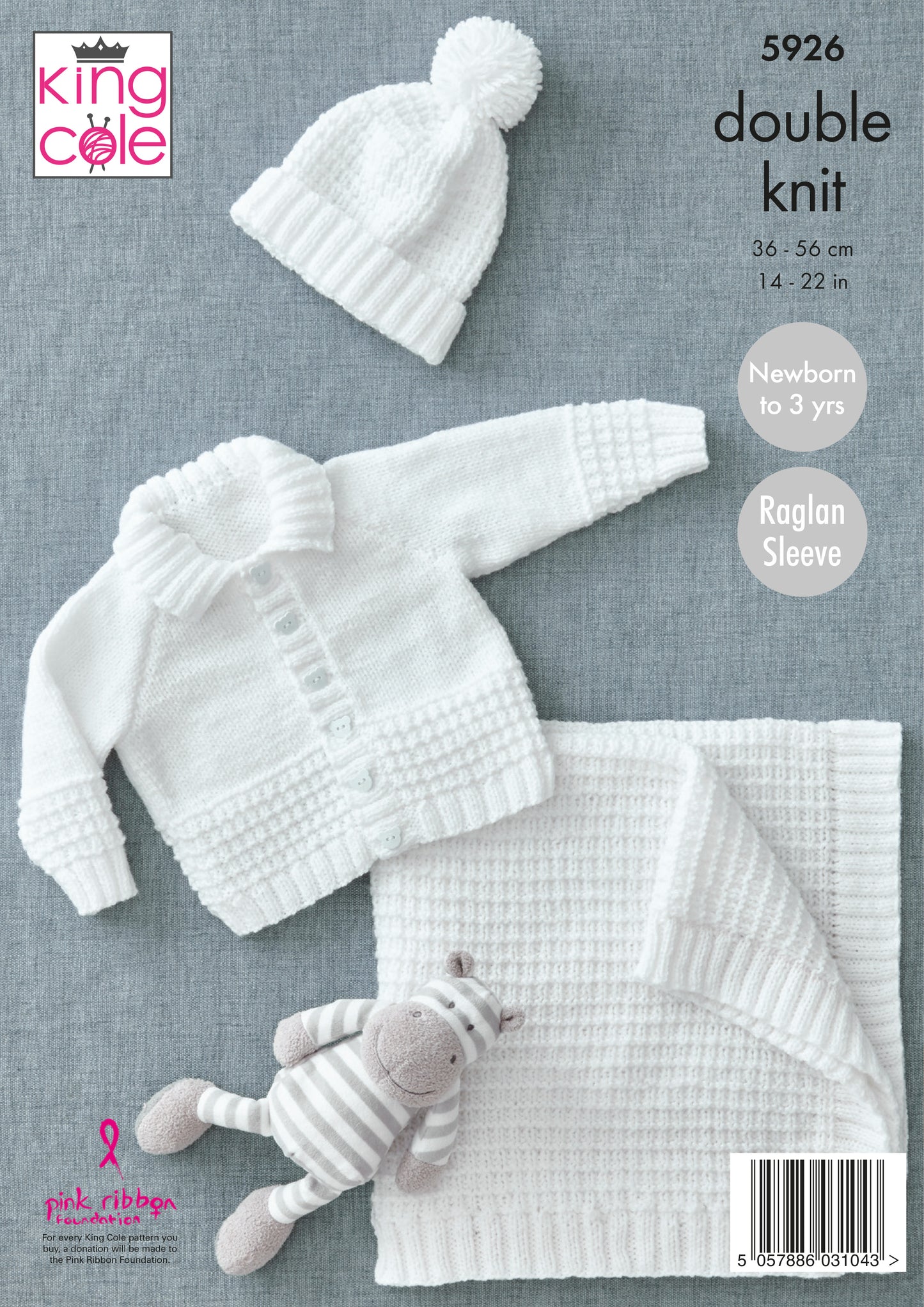 King Cole Cardigan, Hat & Blanket knitted in DK, 5926