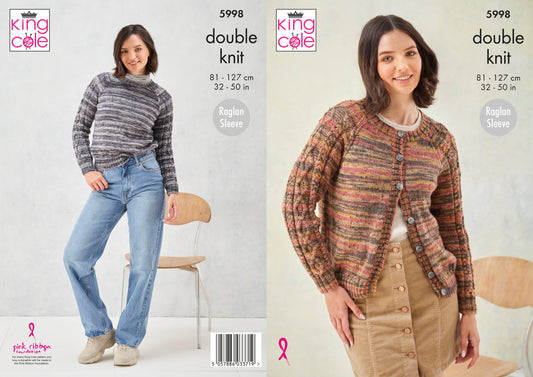 King Cole Homespun Prism DK Pattern - Sweater and Cardigan 5998