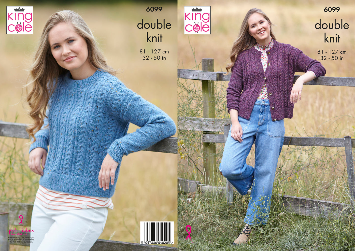 King Cole Homespun DK Pattern - Sweater and Cardigan 6099