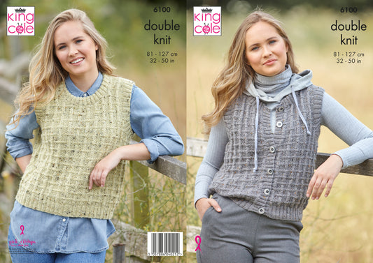 King Cole Homespun DK Pattern - Tank and Waistcoat 6100
