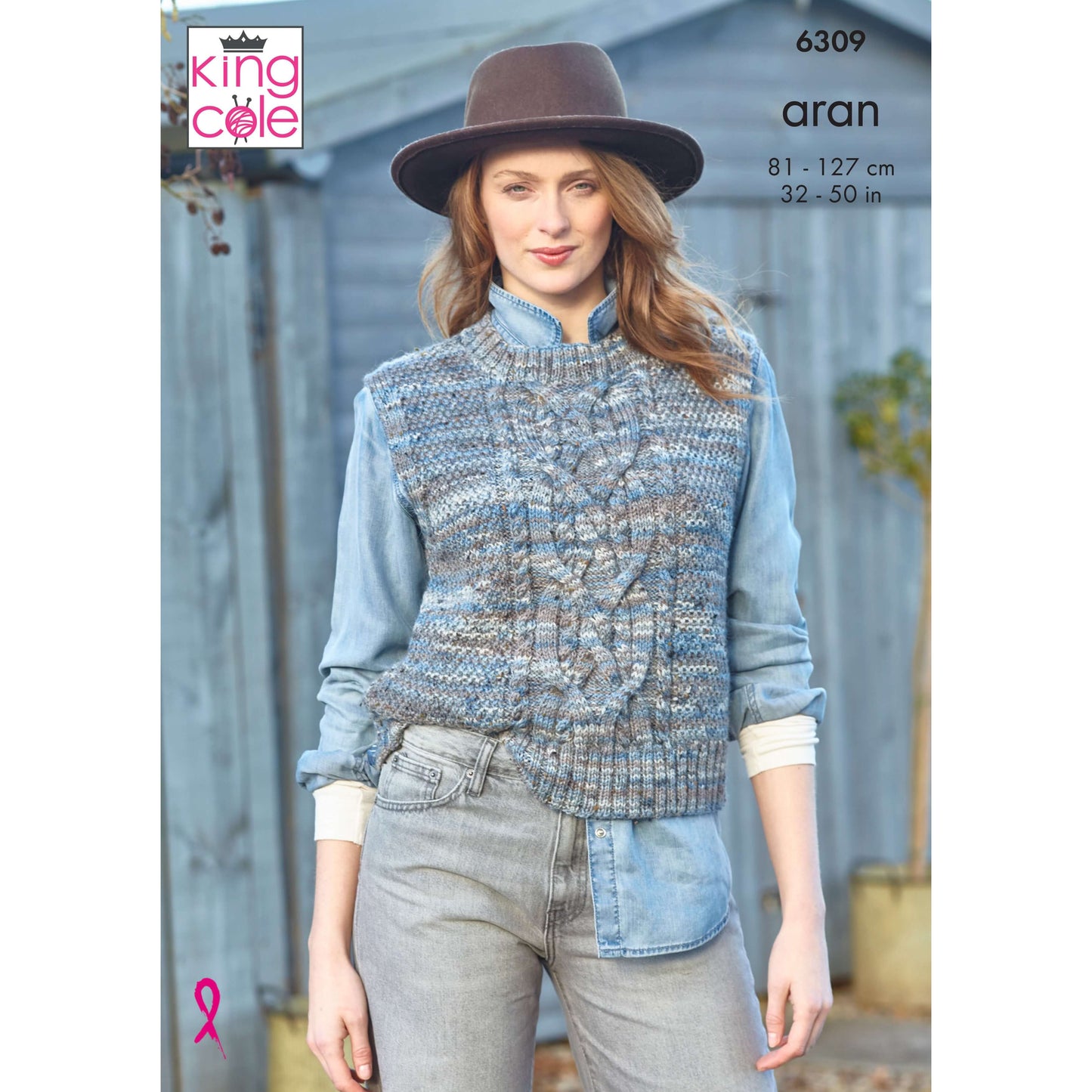Ladies Round and V-Neck Tanks in King Cole Homesupun Prism Aran: 6309