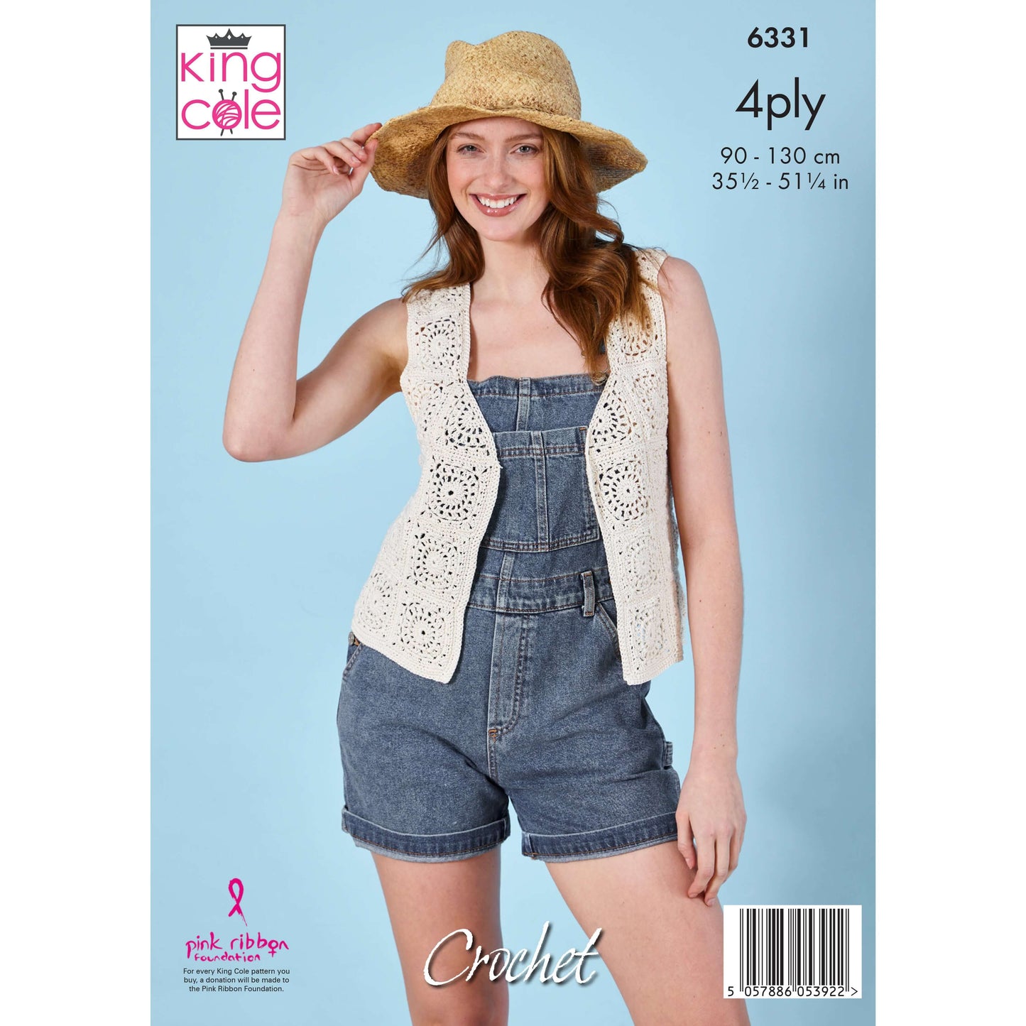 Granny Square Waistcoat crocheted In King Cole 4ply Cotton: 6331