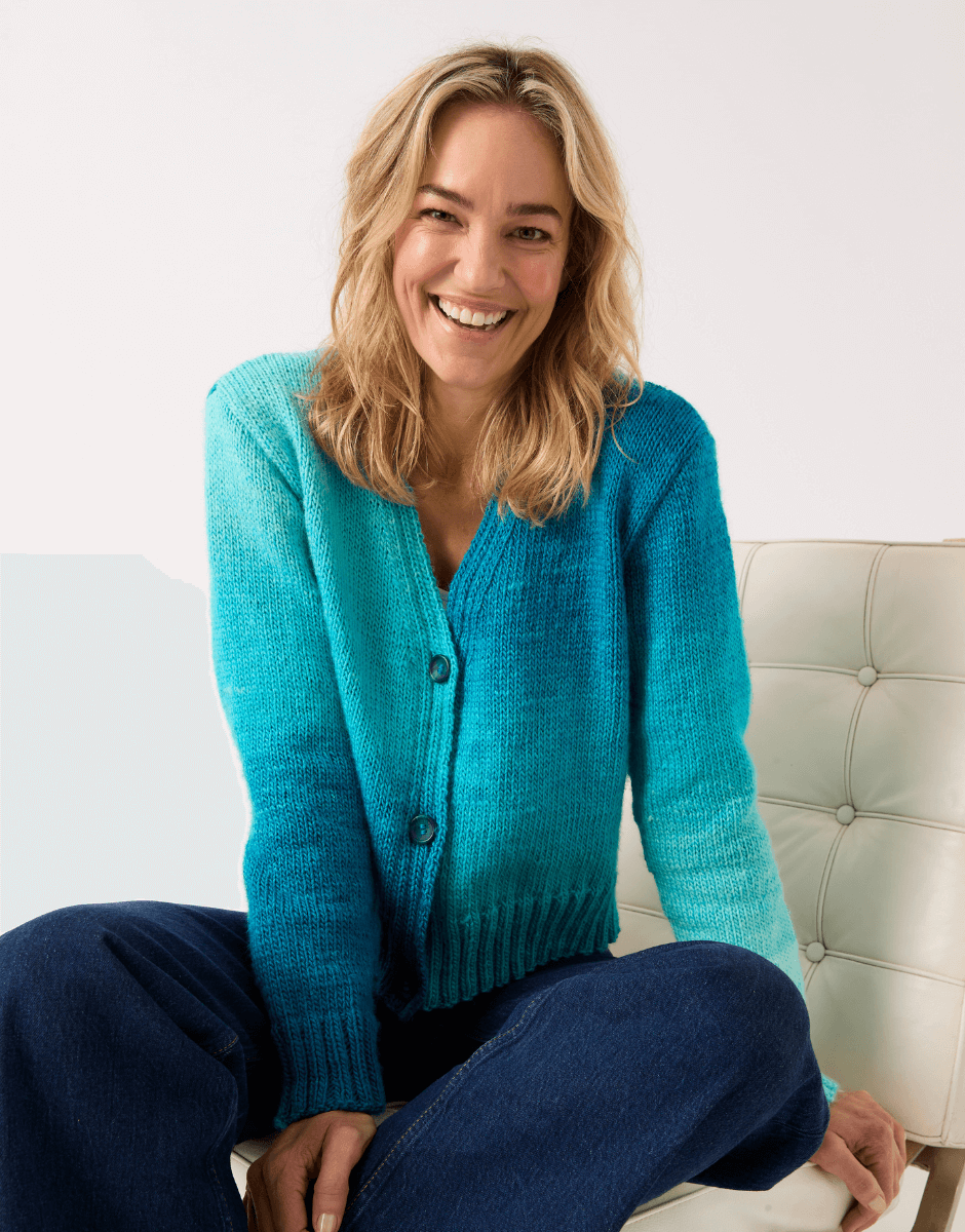 V Nice V Neck Cardigan - Sirdar Ombre Aran Pattern 10840