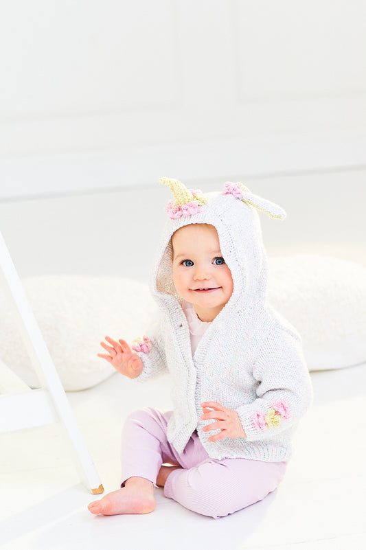 Stylecraft Baby Sparkle DK Knitting Pattern Unicorn Jacket