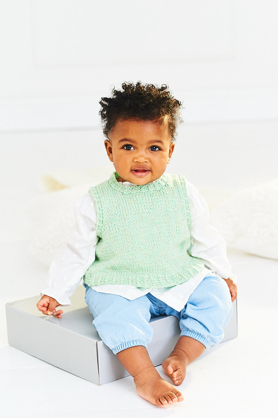Stylecraft Baby Sparkle DK Knitting Pattern Round Neck Tank Top