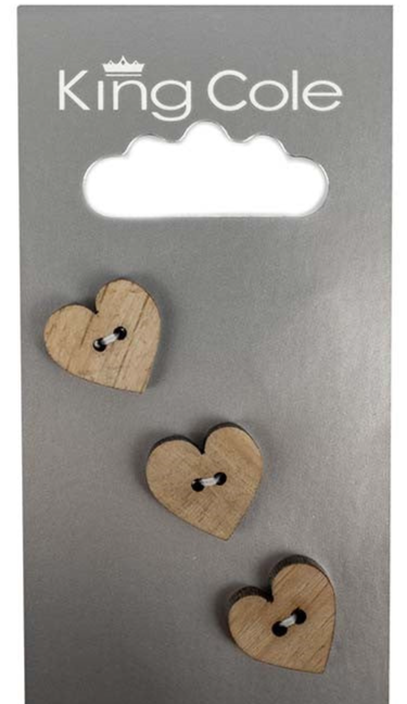 Wooden Heart Buttons