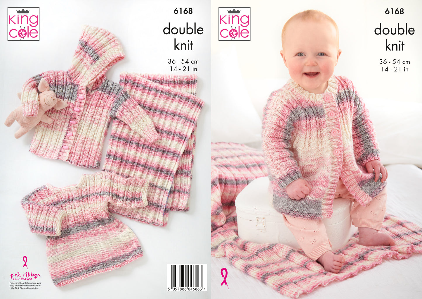 King Cole Hooded Jacket, Top, Matinee Coat & Blanket Knitted in Cutie Pie DK 6168