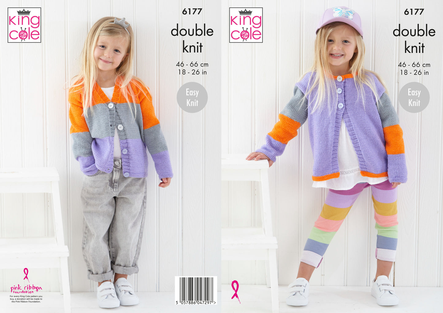 King Cole Cardigan and Hat: Knitted in King Cole Cherished DK - 6177