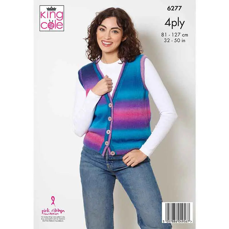 Waistcoat & Cardigan in King Cole Rebel 4ply: King Cole 6277