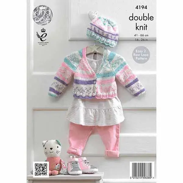 Baby Cardigans & Hat, knitted in King Cole Cherished: 4194
