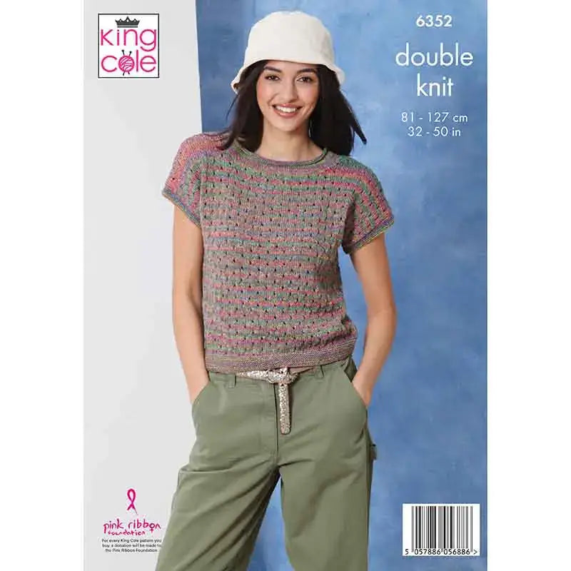 Short-sleeved tops in King Cole DK: 6352