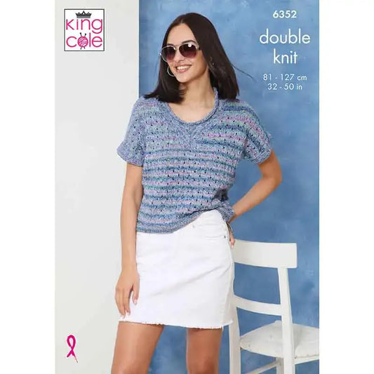 Short-sleeved tops in King Cole DK: 6352