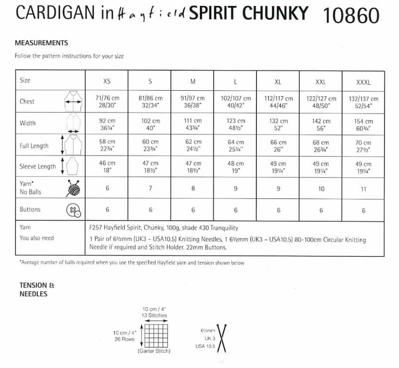 Cardigan knitted in Hayfield Spirit Chunky: 10860