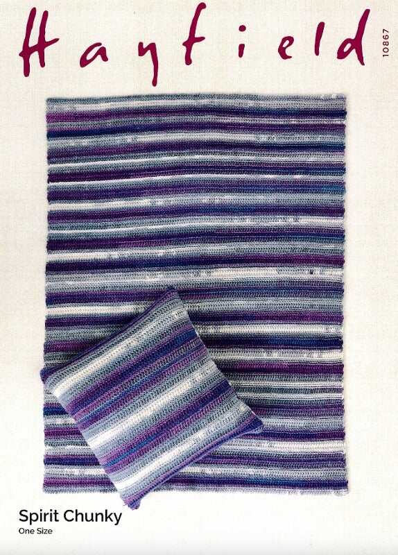Crochet Blanket and Cushion Cover in Hayfield Spirit Chunky: 10867