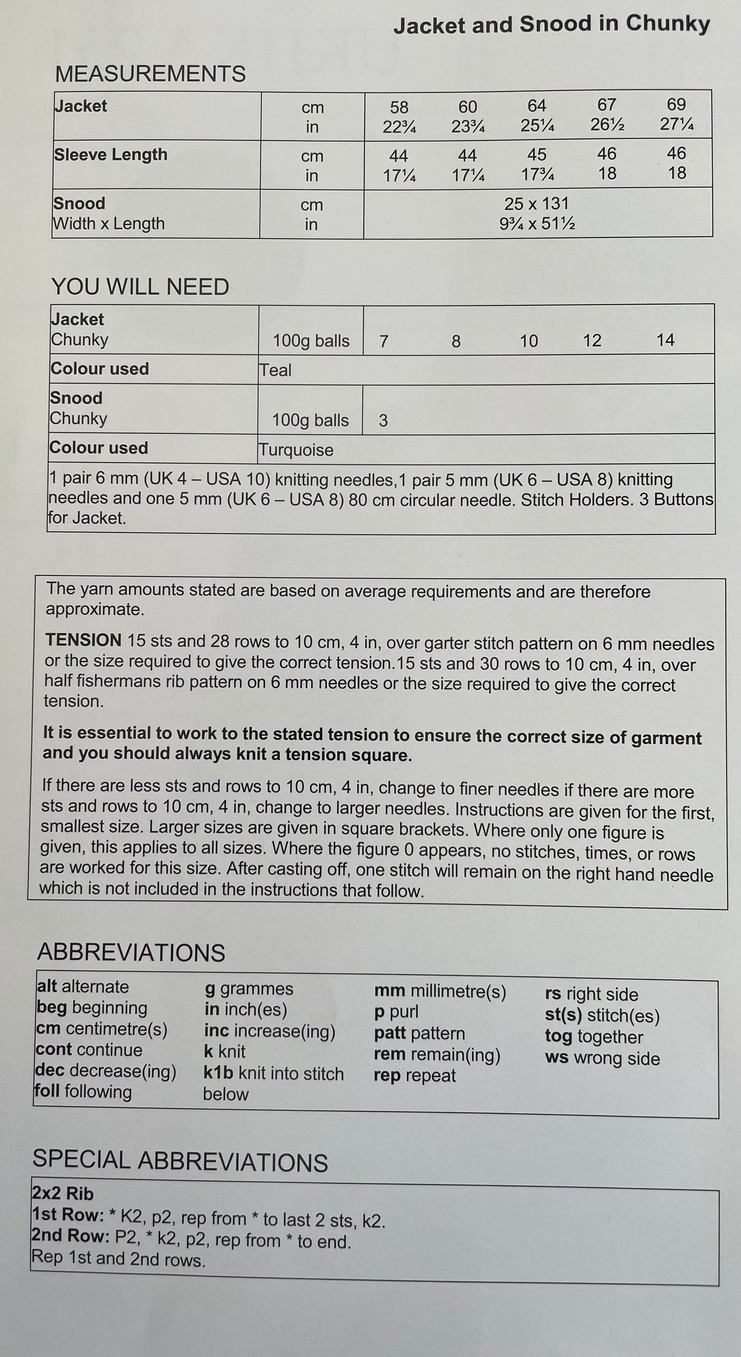 UKHKA Women’s Jacket & Snood in Chunky, 251