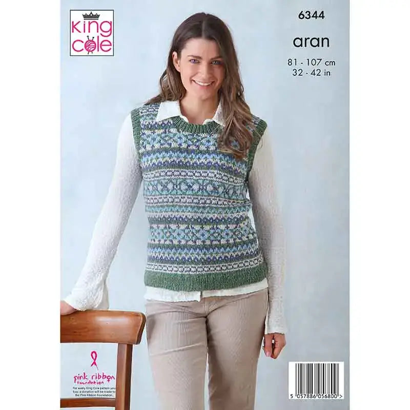 Cardigan and Tank Top knitted in Forest Aran - Pattern 6344