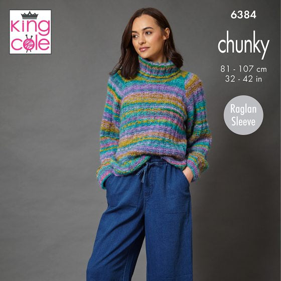 Sweater and Cardigan knitted in Flair Chunky - King Cole Pattern 6384