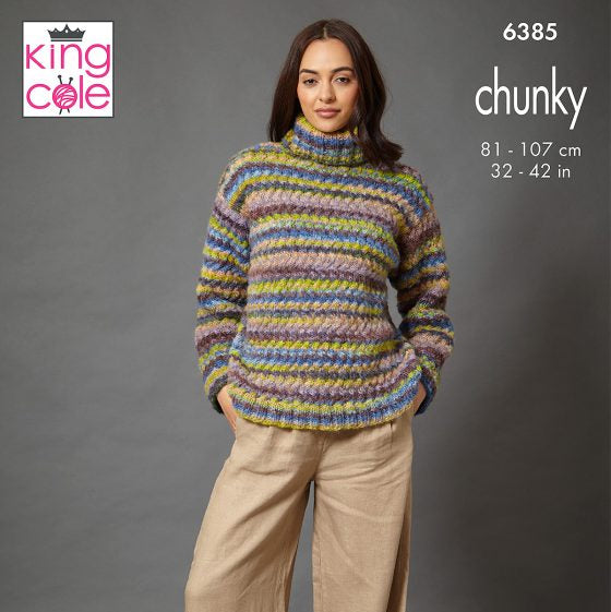 Sweater and Tank Top knitted in Flair Chunky - King Cole Pattern 6385