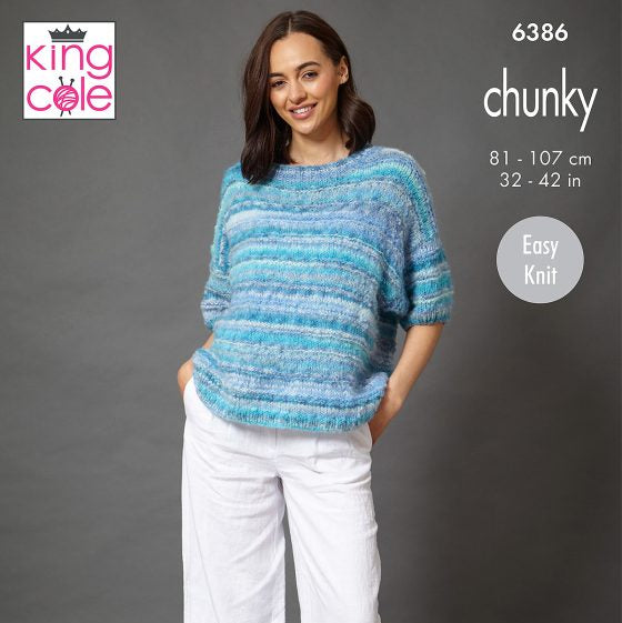 Sweaters knitted in Flair Chunky - King Cole Pattern 6386