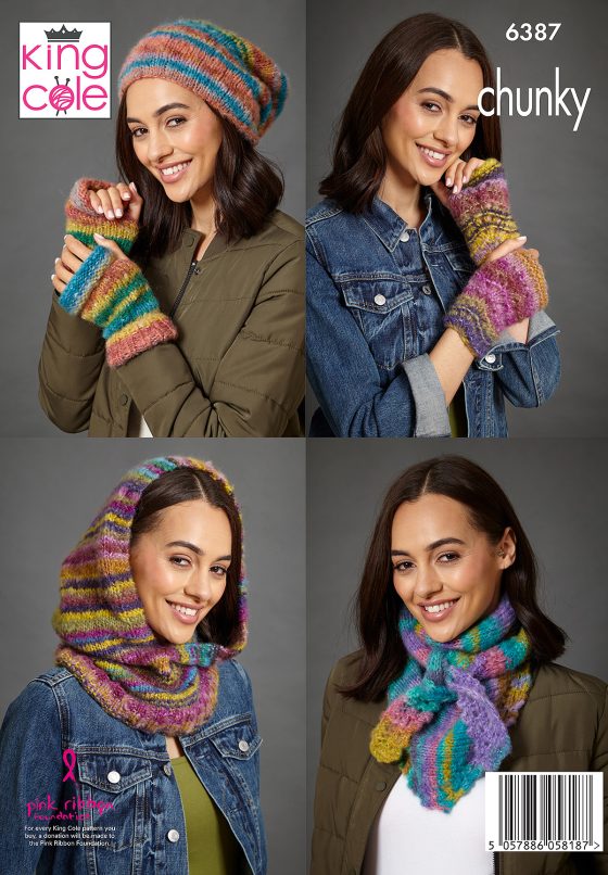 Accessories knitted in Flair Chunky - King Cole Pattern 6387