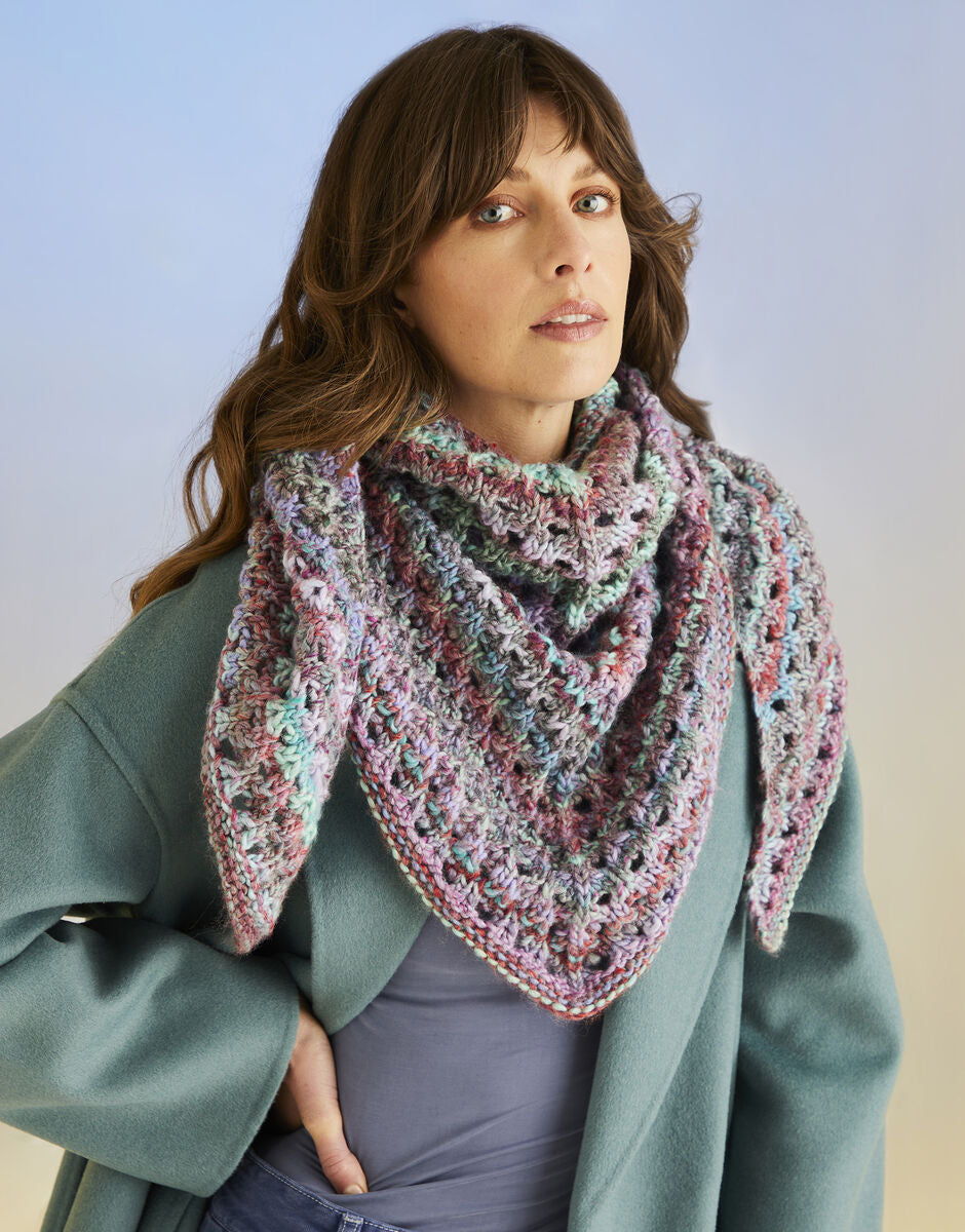 Sea Shells Shawl in Sirdar Jewelspun Chunky with Wool - Pattern 10711