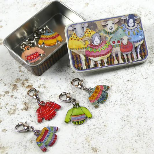 Emma Ball Clip On Stitch Markers in a Tin