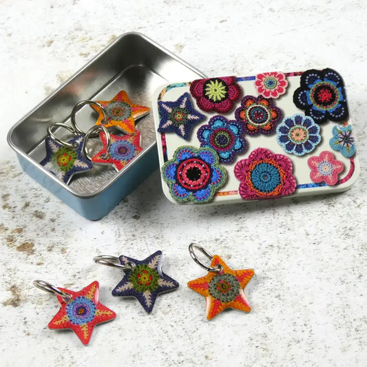 Emma Ball Ring Stitch Markers in a Tin