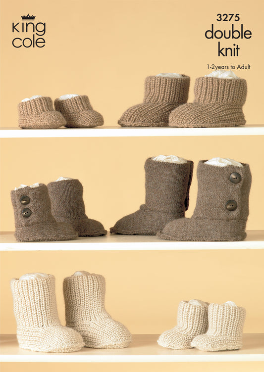 King Cole Baby Alpaca DK Pattern - 3275 Hug Slippers