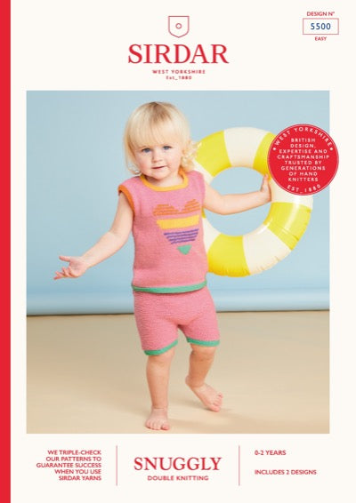 Sirdar Knitting Pattern for Sirdar Snuggly DK Knitted Pink Shorts and Vest Set