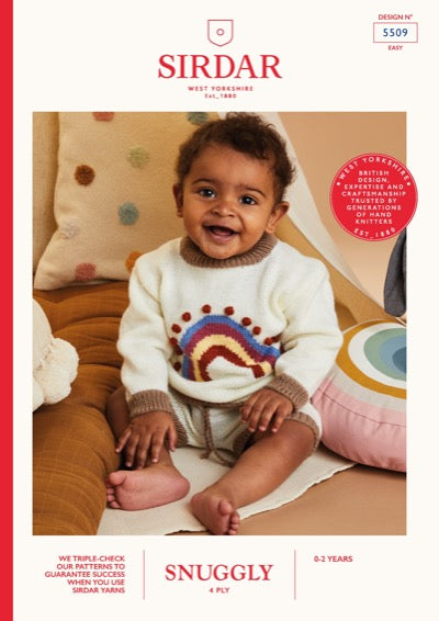 Baby shorts and sweater suit knitting pattern in Sirdar Snuggly 4 Ply yarn