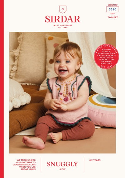 Baby top and cardigan knitting pattern in Sirdar Snuggly 4 ply yarn