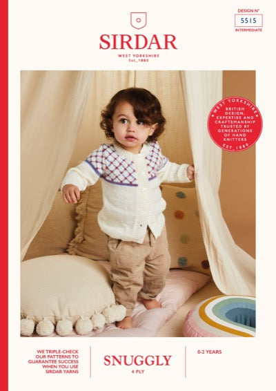 Baby cardigan knitting pattern knitted in Sirdar Snuggly 4 ply yarn