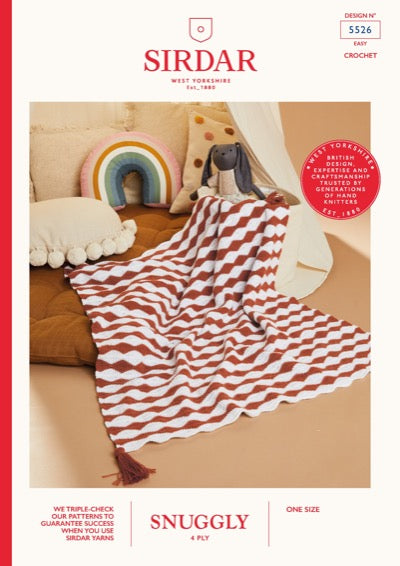 Baby blanket crochet pattern in Sirdar Snuggly 4 ply yarn