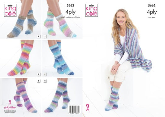 King Cole - Socks & Triangular Wrap Pattern 5662
