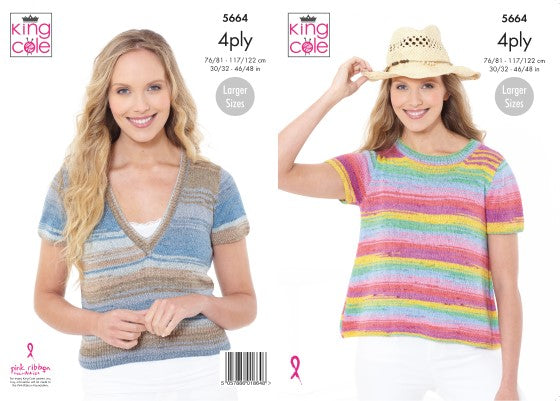 King Cole - Round Neck & V Neck Top Pattern 5664