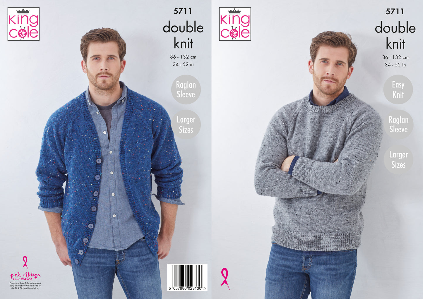King Cole Big Value Tweed DK Pattern - 5711 Cardigan and Sweater