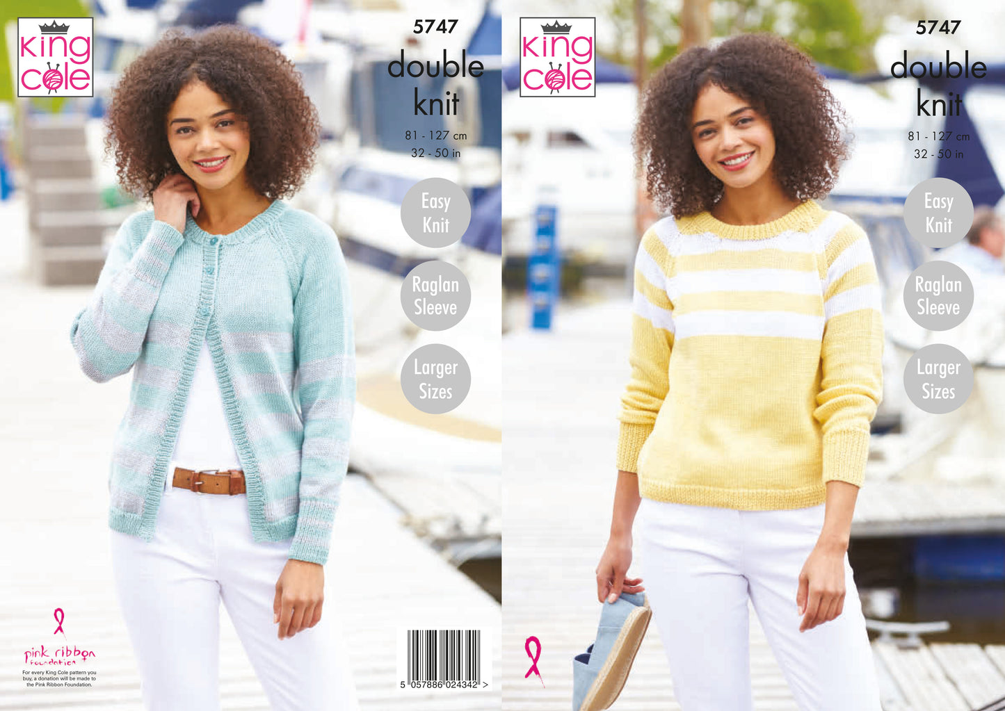King Cole Cottonsmooth DK Pattern - 5747 Sweater and Cardigan