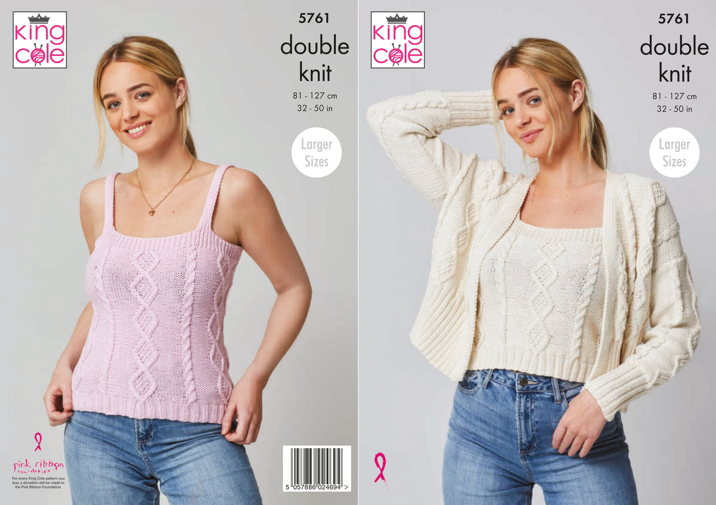 King Cole Cottonsoft DK Pattern - 5761 Top and Cardigan