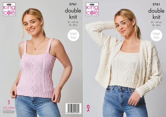 King Cole Cottonsoft DK Pattern - 5761 Top and Cardigan